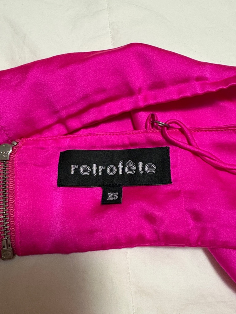 Retrofete Fuchsia Pink Satin Crop Tank Top - Picture 3 of 4